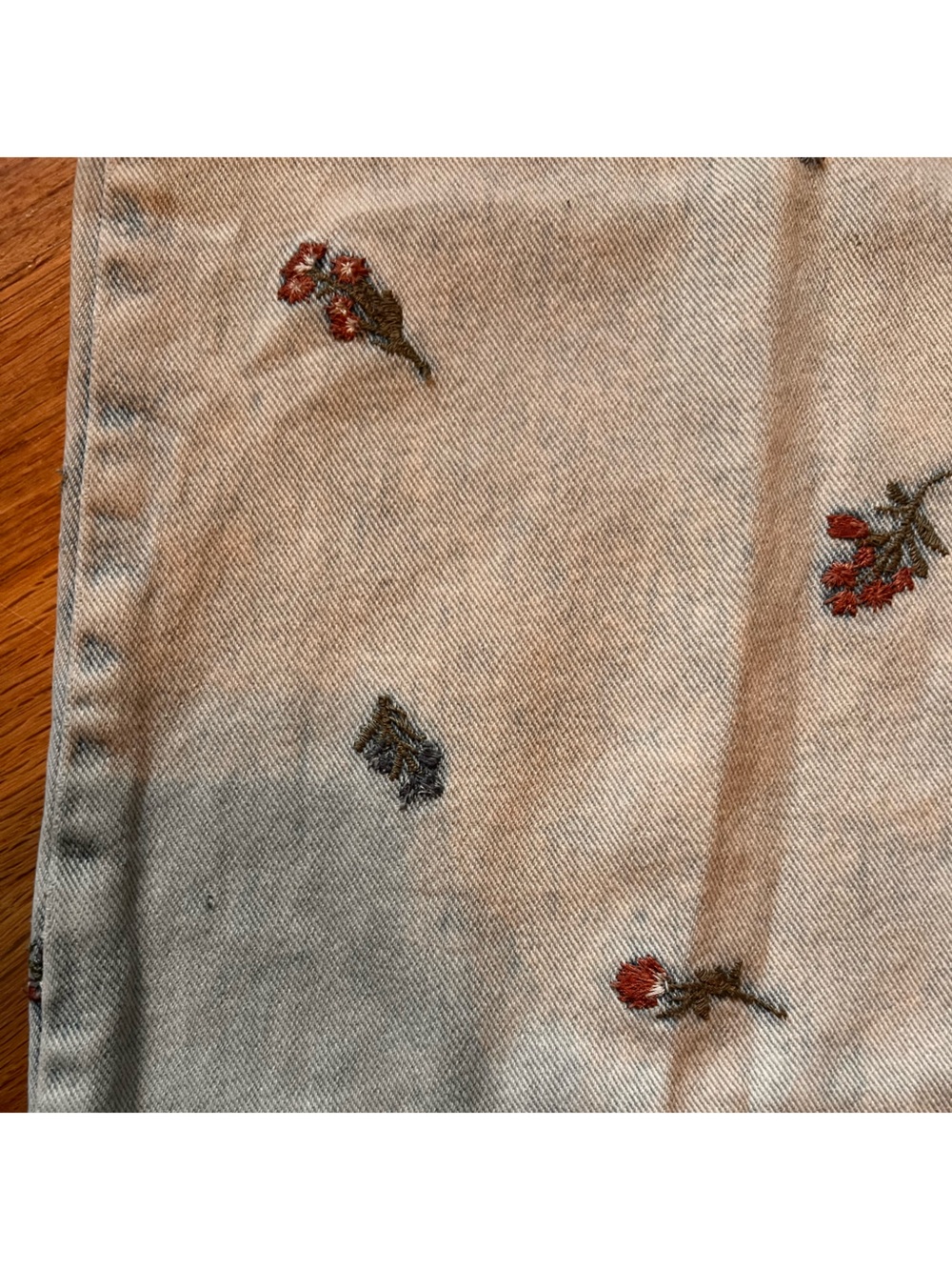 DRIFTWOOD Light Wash Wide-Leg Jeans with Floral Embroidery - Picture 4 of 6